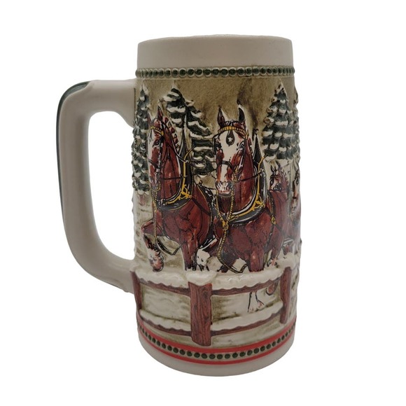Anheuser-Busch Budweiser Stein Vintage (1984) Holiday Series Covered Bridge - Picture 3 of 8